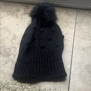 Cozy Black Pom-Pom Knit Beanie for women